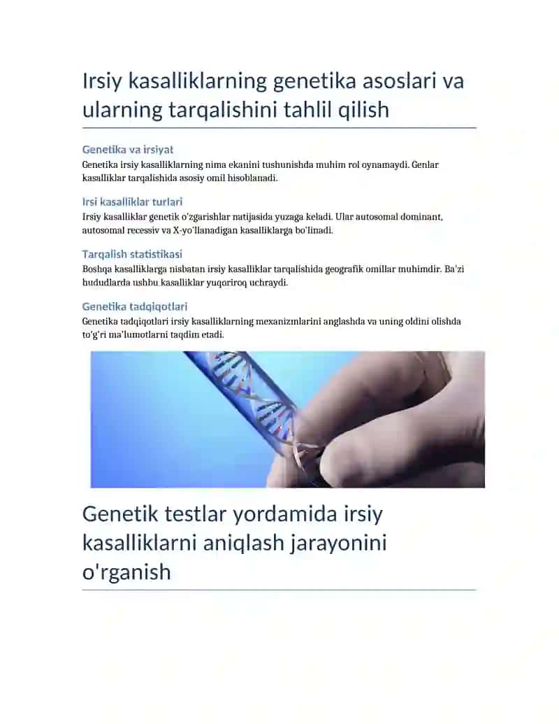Tibbiy genetika va irsiy kasalliklar 2