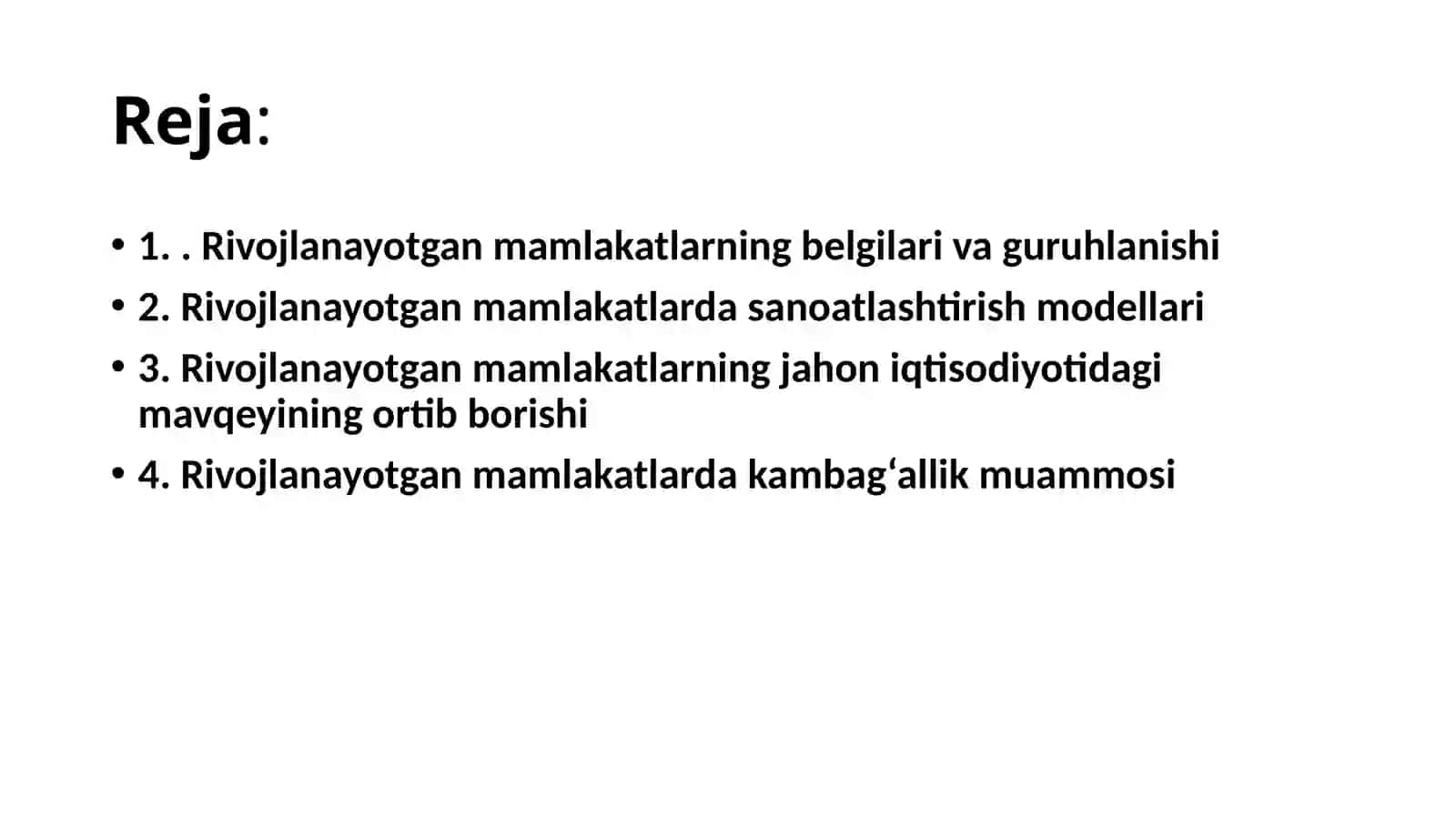 JAHON XO’JALIGIDA RIVOJLANAYOTGAN MAMLAKATLAR IQTISODIYOTI 2