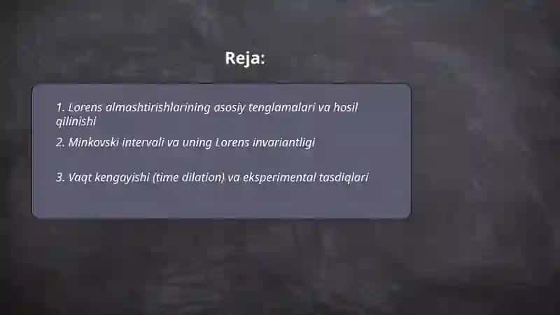 Lorens almashtirishlari va undan chiqadigan xulosalar 2