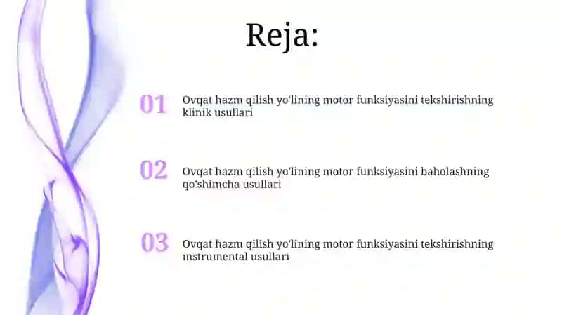 Ovqat hazm qilish yo'lining motor funksiyasini baholashning qo'shimcha usullari 2