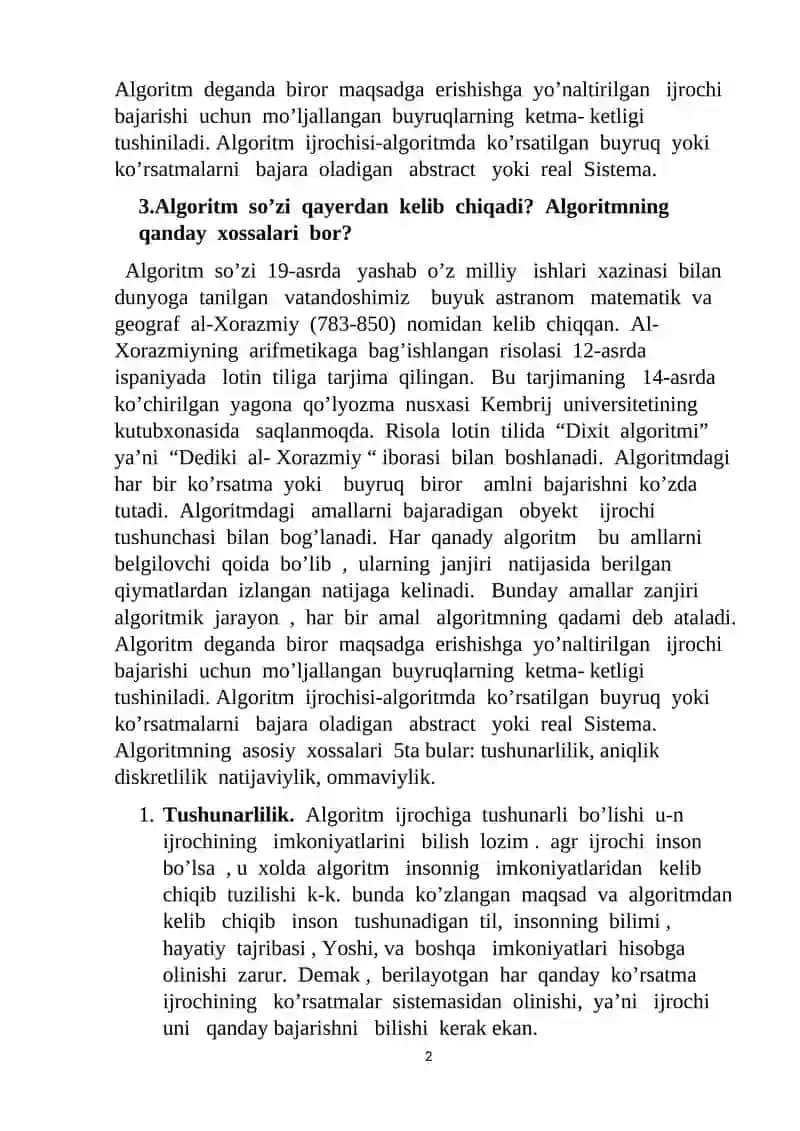 Algoritmlar va ma'lumotlar strukturasi 2