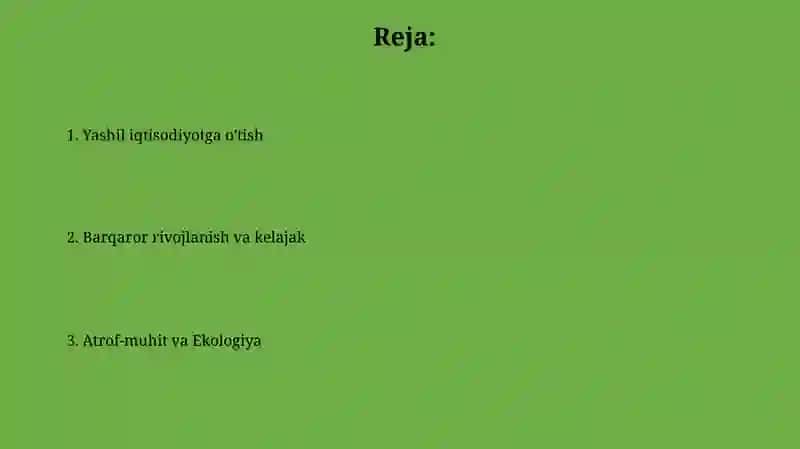 Atrof-muhit va ekologiya hamda yashil iqtisodiyot 2