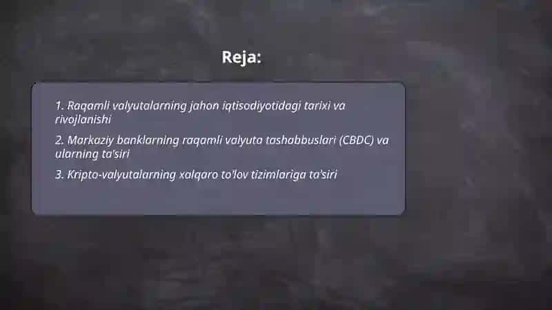 Raqamli valyutalarning jahon iqtisodiyotida o‘rni 2