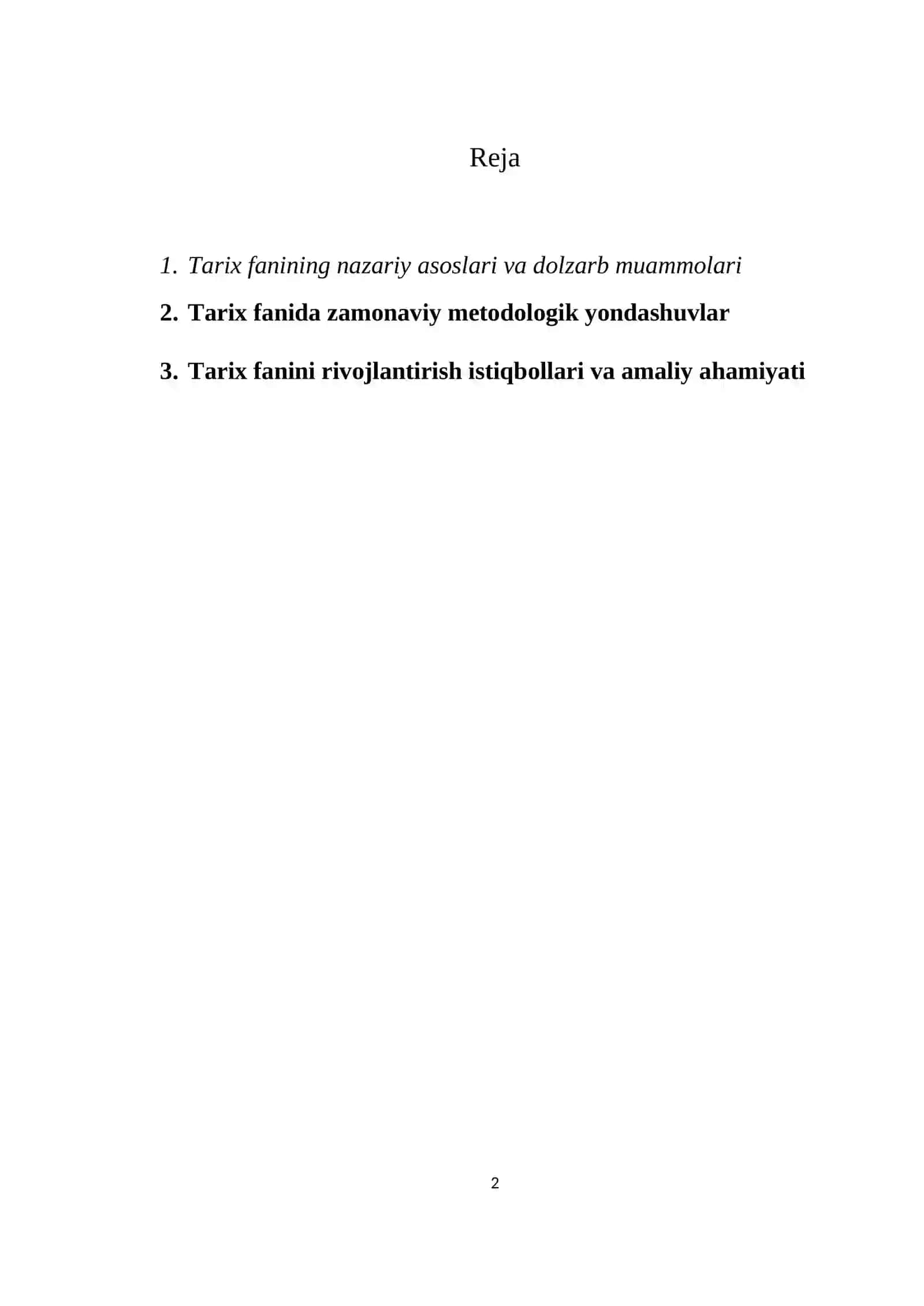 Tarix fanining dolzarb masalalari va zamonaviy metodologik yondashuvlar 2