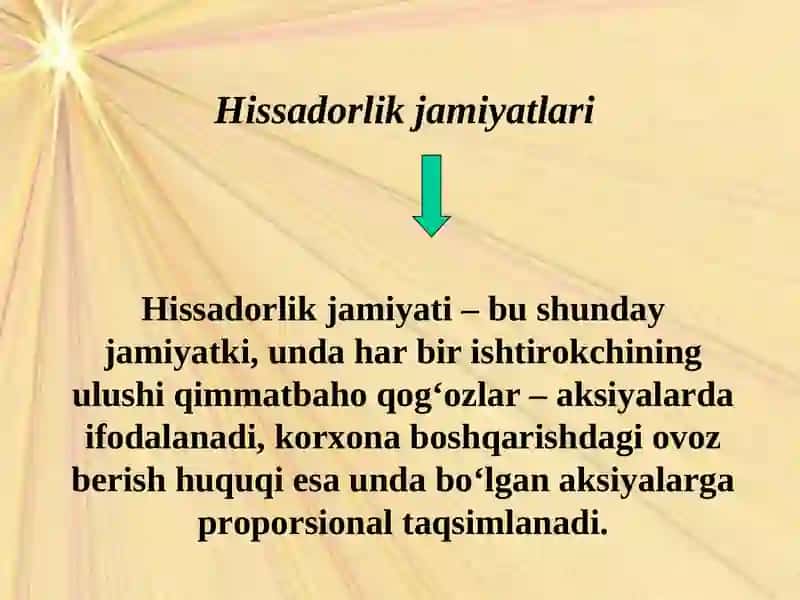 Hissadorlik jamiyatini tashkiletish 2
