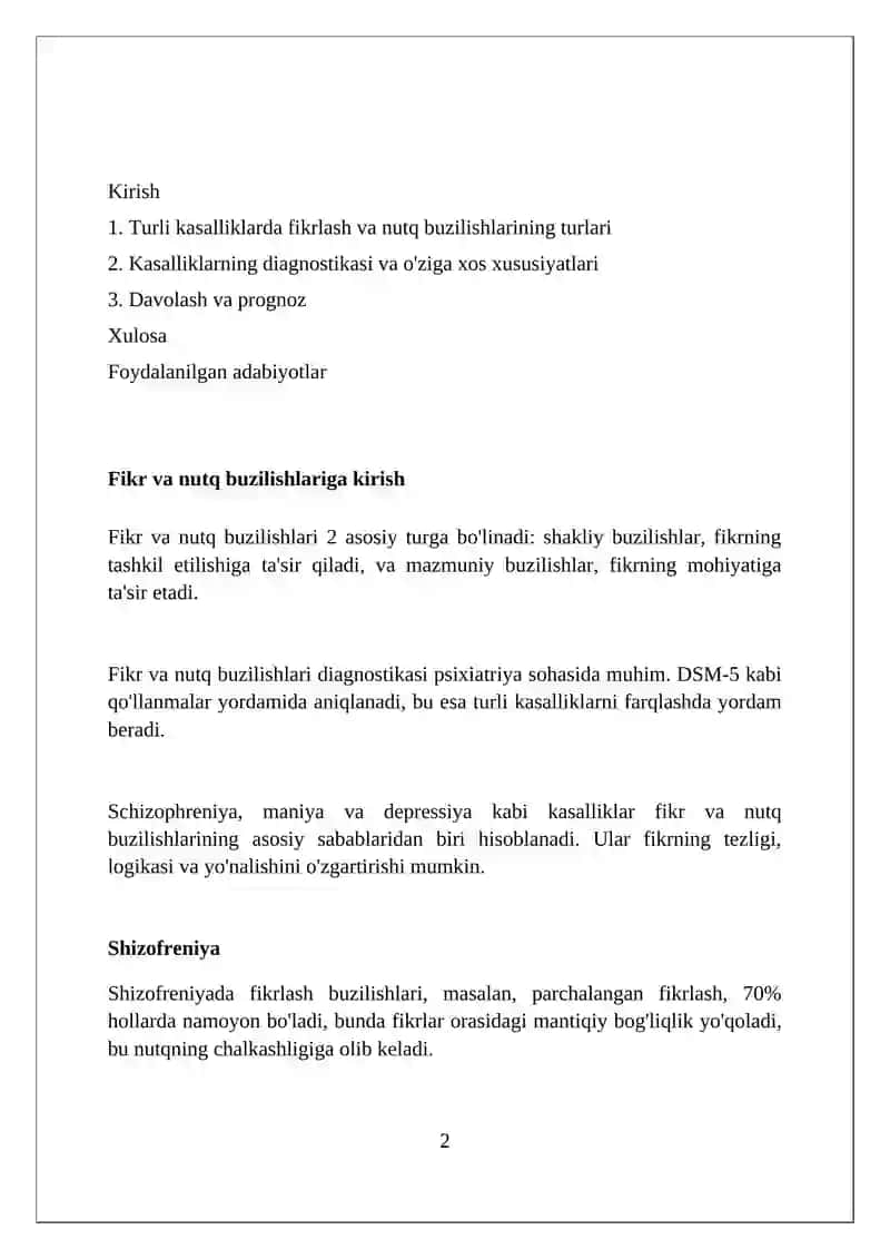 Fikr va nutq buzilishlarining turlari 2