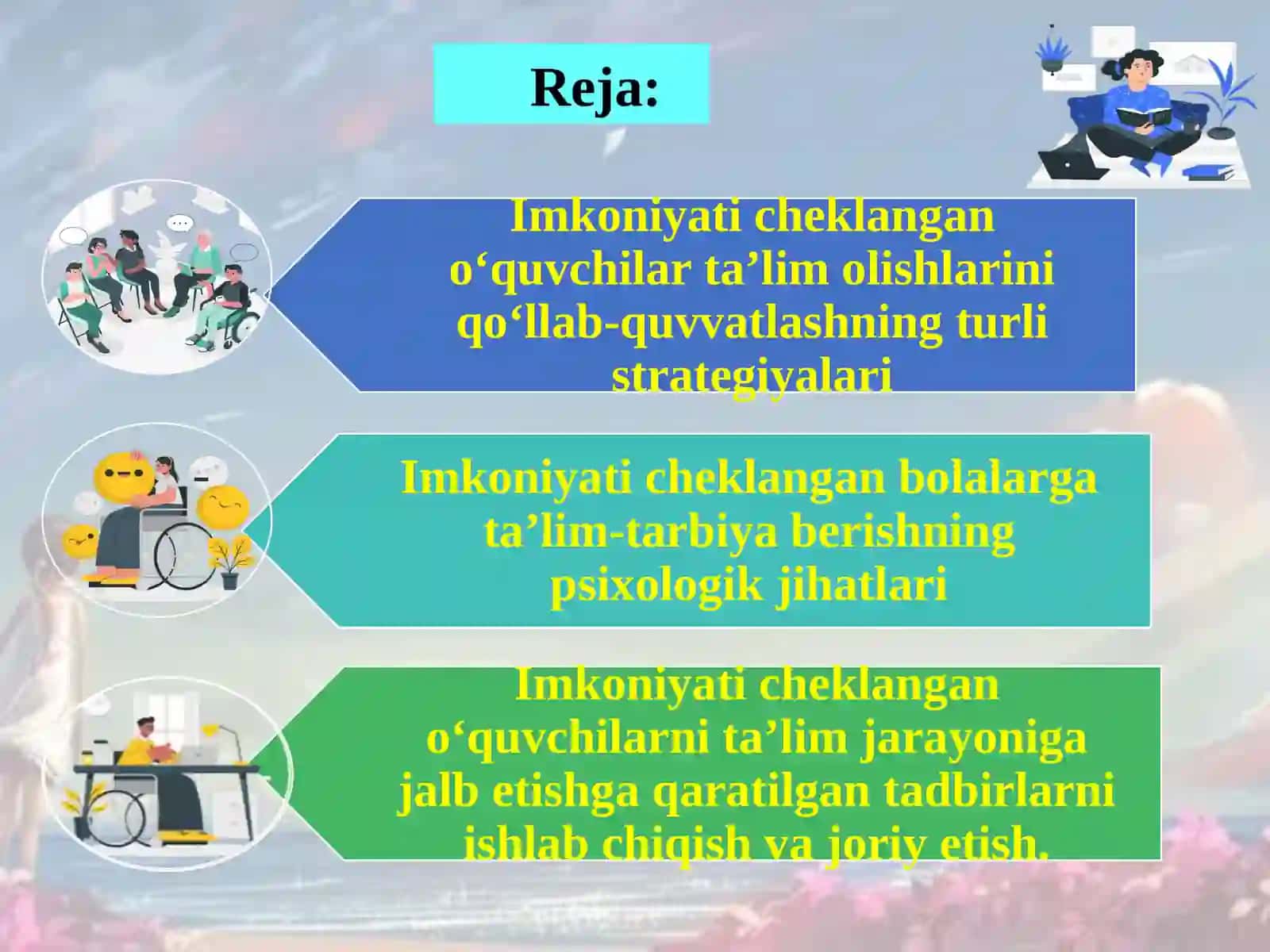 INKLYUZIV TA’LIMDA O‘QUV-TARBIYA JARAYONINI TASHKIL ETISH ASOSLARI 2