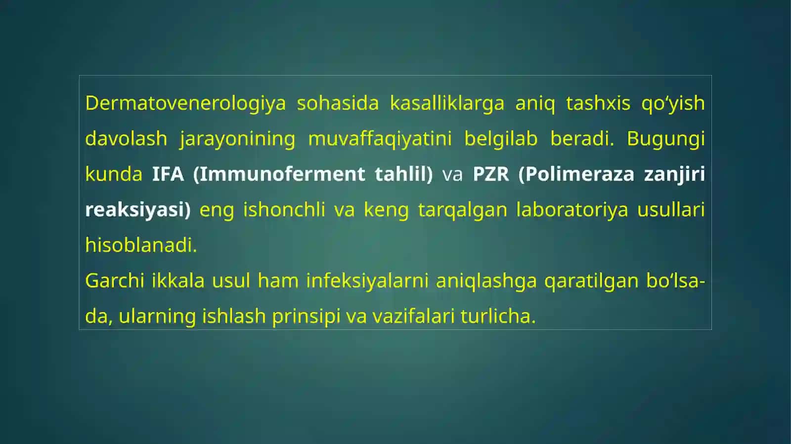 IFAVA PZR DIAGNOSTIK USULLARNING DERMATOVENEROLOGIYADA QO‘LLANILISHI 2