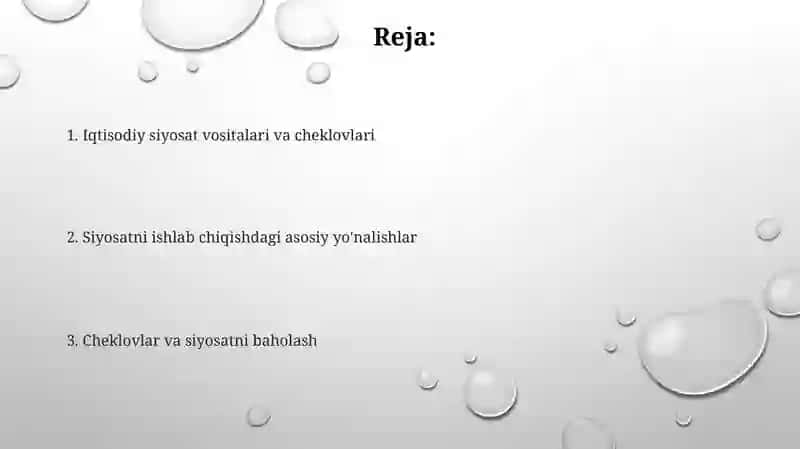 Iqtisodiy siyosatni ishlab chiqishda vositalar va cheklovlar 2