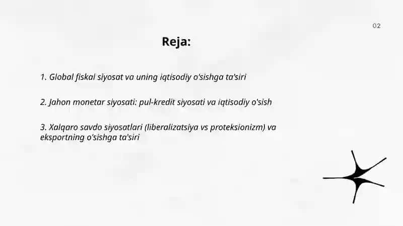 Global fiskal siyosat va uning iqtisodiy o'sishga ta'siri 2