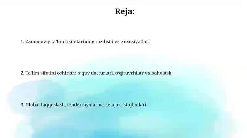 Zamonaviy dunyo mamlakatlarining talim tizimi 2