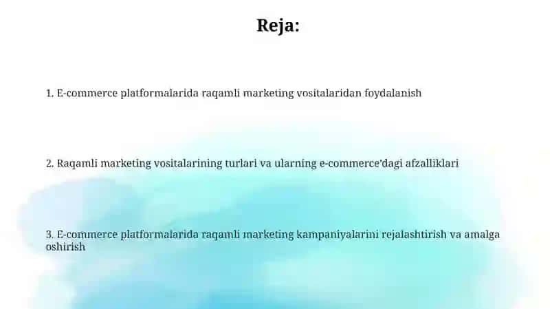 Elektron savdo maydonlarida raqamli marketing vositalaridan foydalanish 2