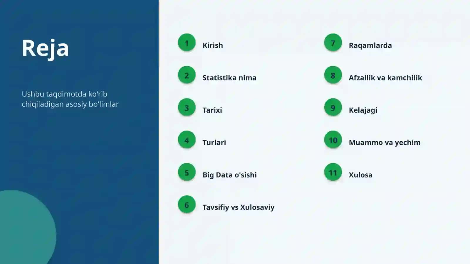 Statistika: kelajagi va istiqbollari 2