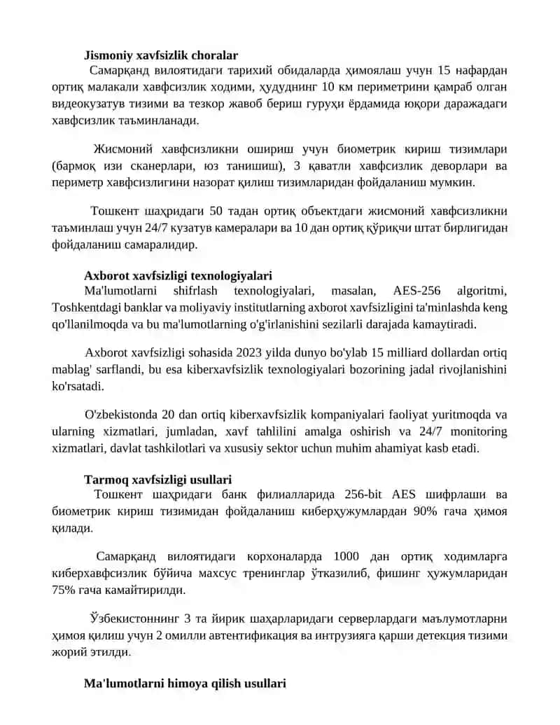 Xavfsizlik va texnologiya turlari va ta’sir darajasini minimallashtirish usullari 2
