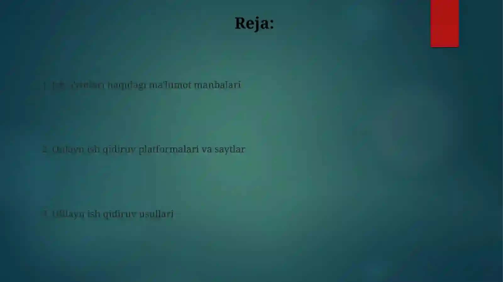 Ish o'rinlari haqidagi ma'lumot manbalari 2