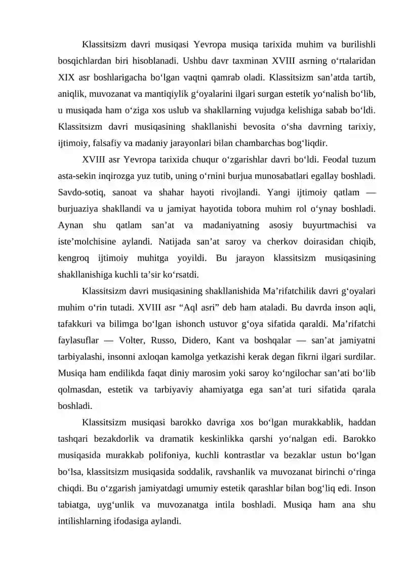 KLASSITSIZM DAVRI MUSIQASI 2
