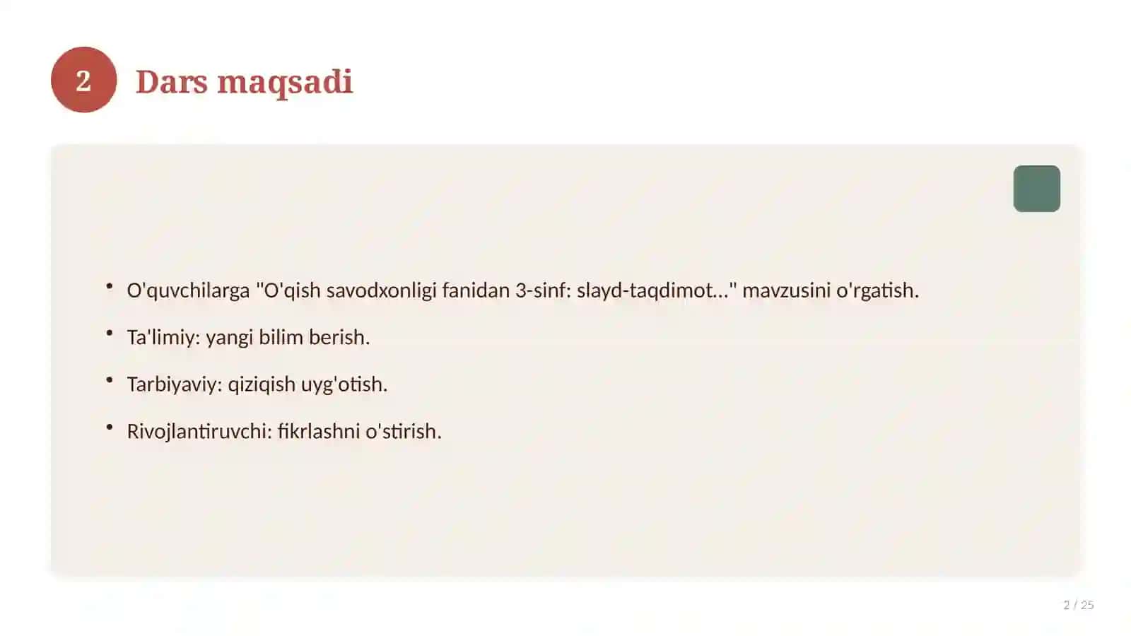 O'qish savodxonligi fanidan 3-sinf: slayd-taqdimot (dars uchun) 2