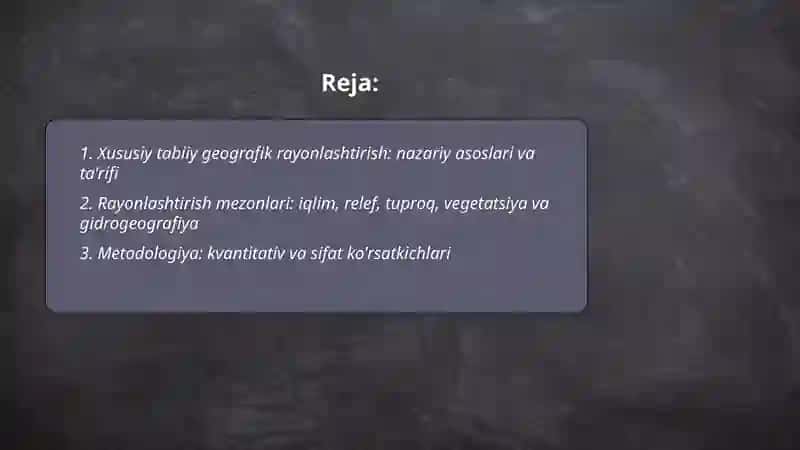 Xususiy tabiiy geografik rayonlashtirish 2