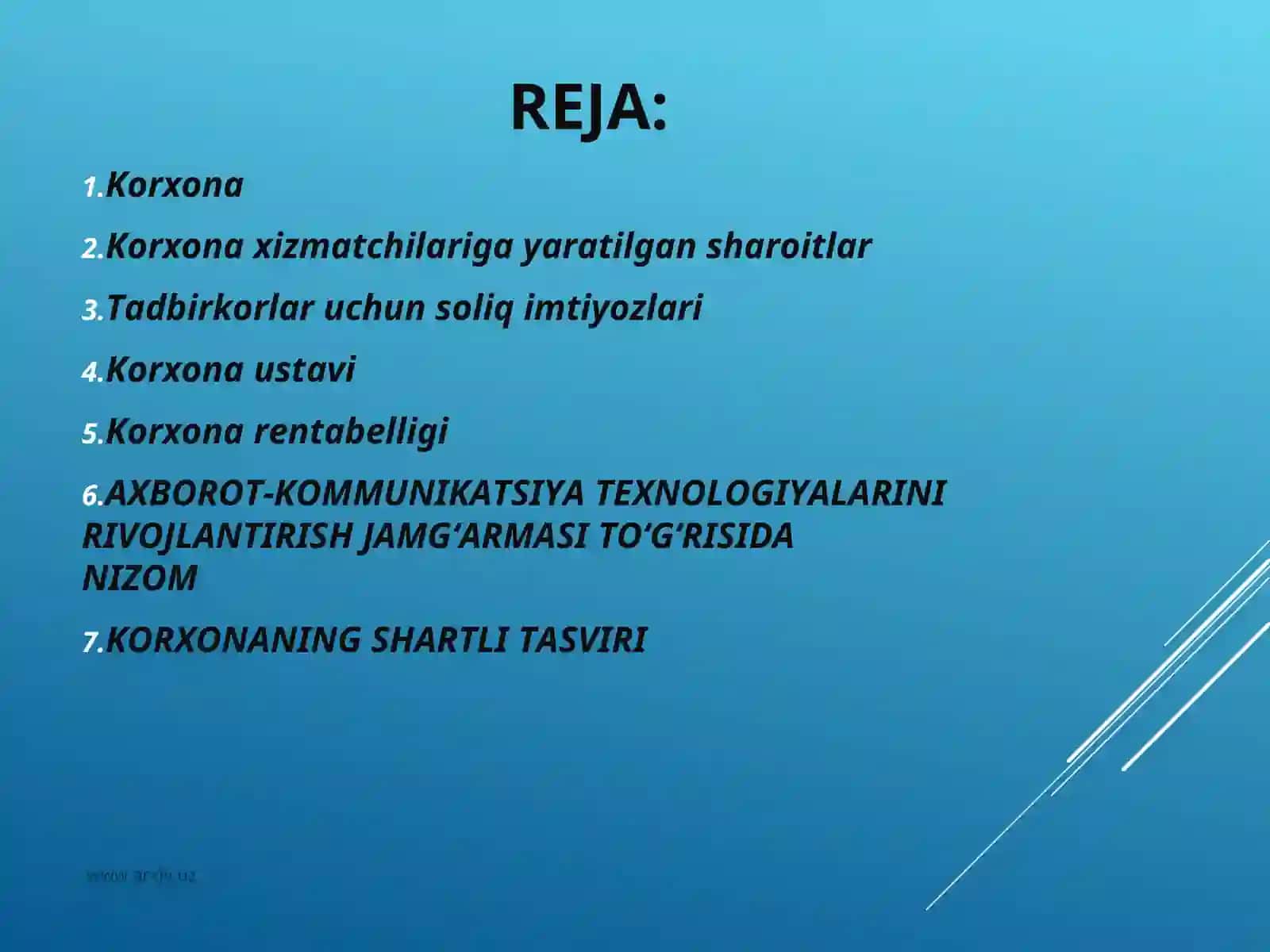Korxonaning ish faoliyatidagi vazifalari 2