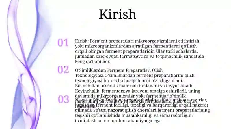 OʻSimliklardan Ferment Preparatlari Olish Texnologiyasi 2