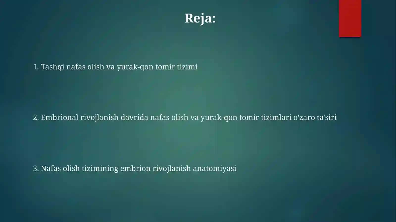 Nafas olish tizimining embrion rivojlanish anatomiyasi 2
