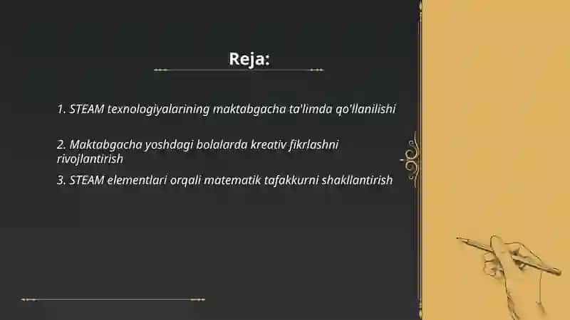 STEAM texnologiyalari fanining predmeti, obyekti, maqsadi va vazifalari 2