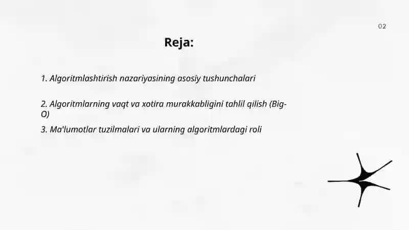 Algoritmlashtirish nazariyasi va amaliyoti 2