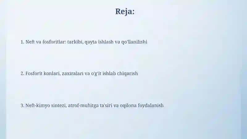 Neft va fosforitlar: tarkibi, qayta ishlash va qo'llanilishi 2