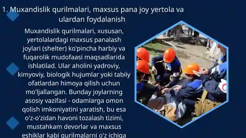 Muxandislik qurilmalari, maxsus pana joy yertola va ulardan foydalanish 2