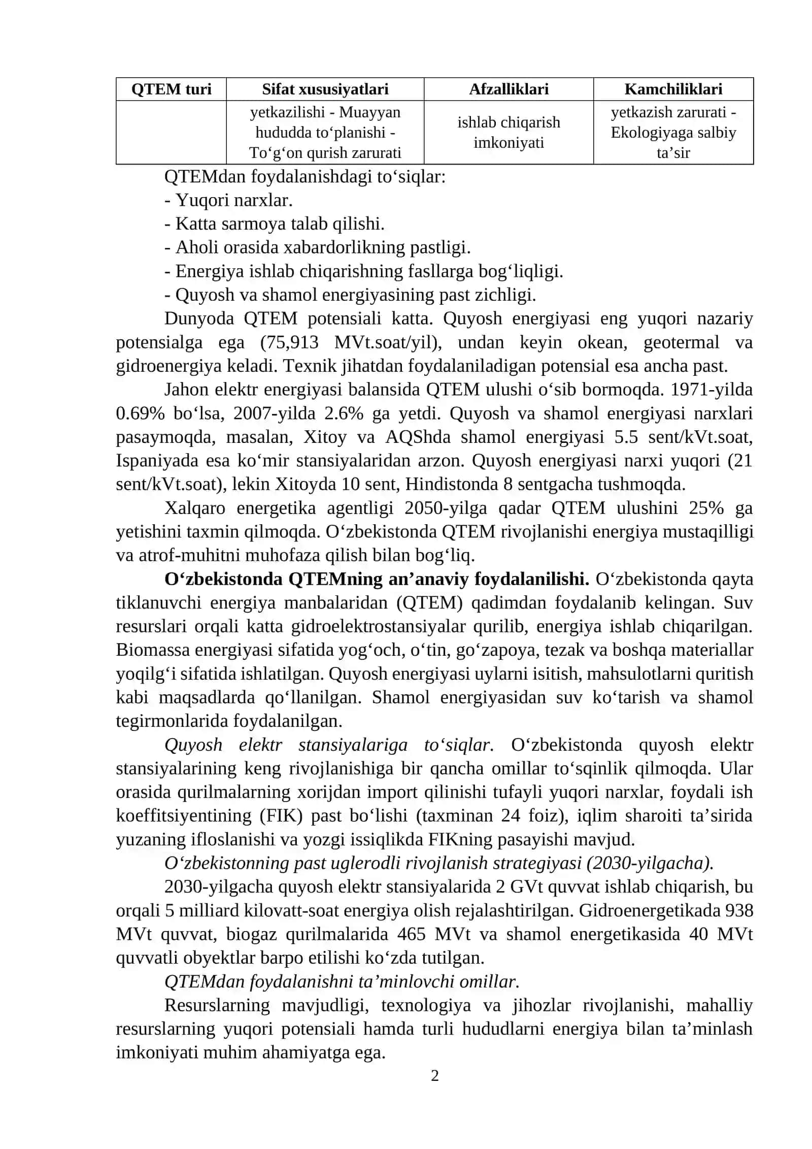 Muqobil energiya va ekologik xavfsizlik 2