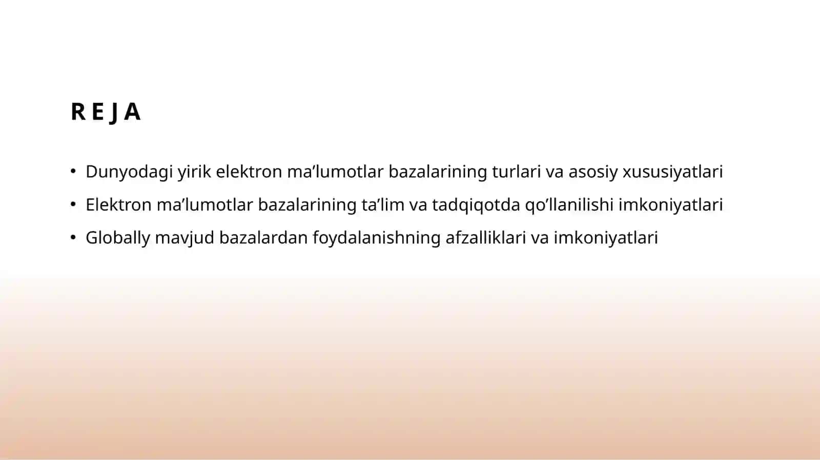 Dunyodagi yirik elektron ma'lumotlar bazasi va undan foydalanish imkoniyatlari 2