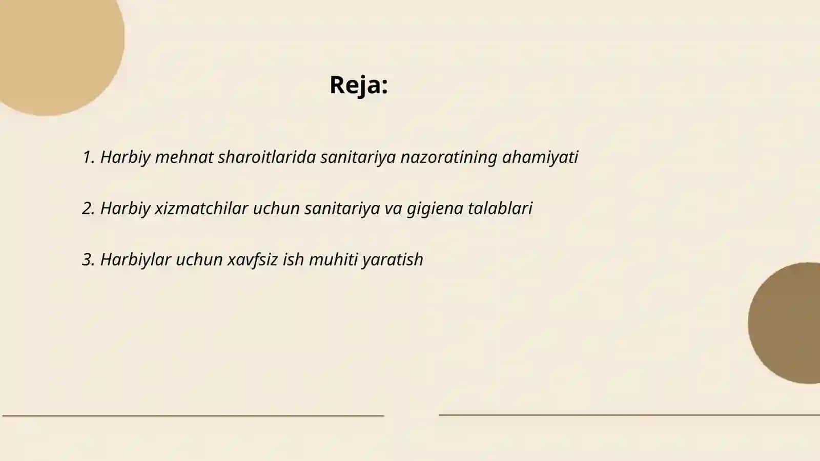 Harbiy Mehnat Sharoitlarida Sanitariya Nazorati 2