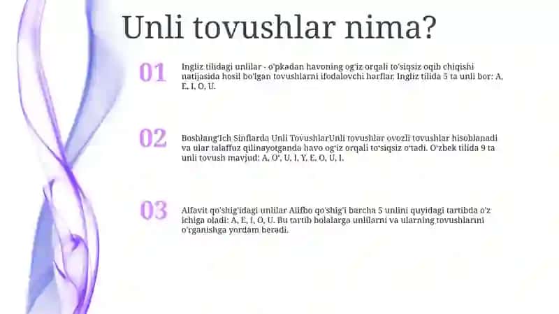 BoshlangʻIch Sinflarda Unli Tovushlar 2