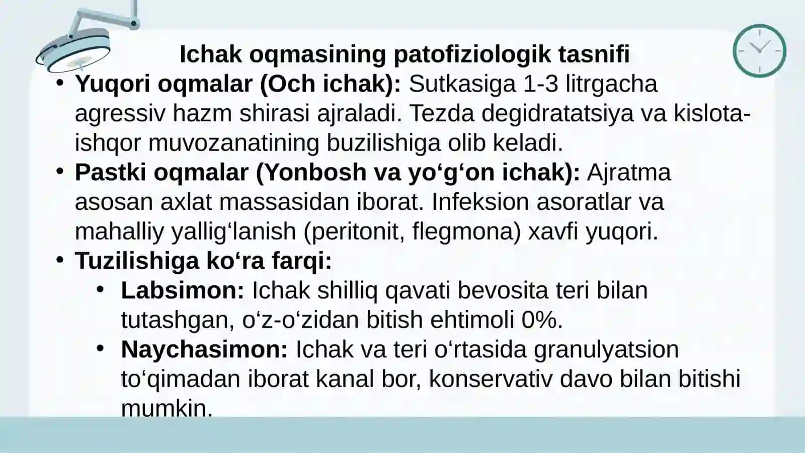 ICHAK OQMA YARALARNI BARTARAF QILISH USULLARI 2