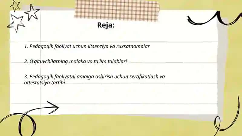 O'zbekiston Respublikasining Talim to'g'risidagi qonunda pedagogik faolyatni tashkil etishga quyilgan talablar 2