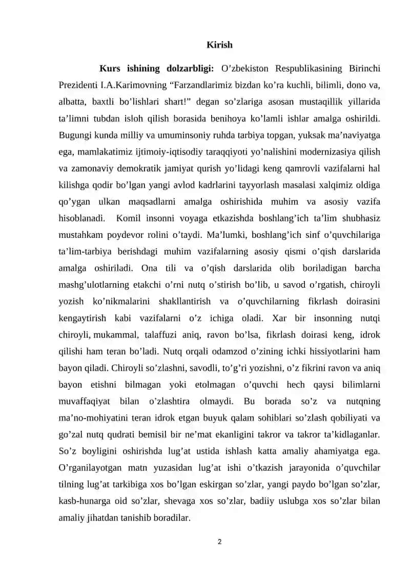 Boshlang’ich Sinflarda Tarbiya Jarayonini Tashkil Etishning Pedagogik Shart - Sharoitlari 2