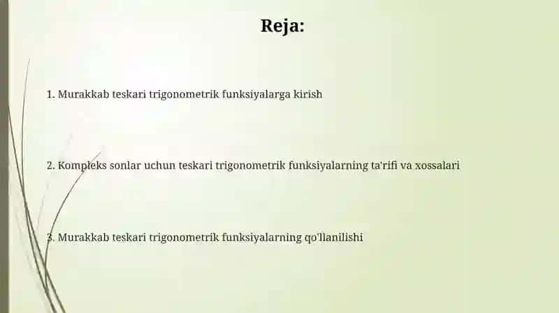 Murakkab teskari trigonometrik funksiyalar 2