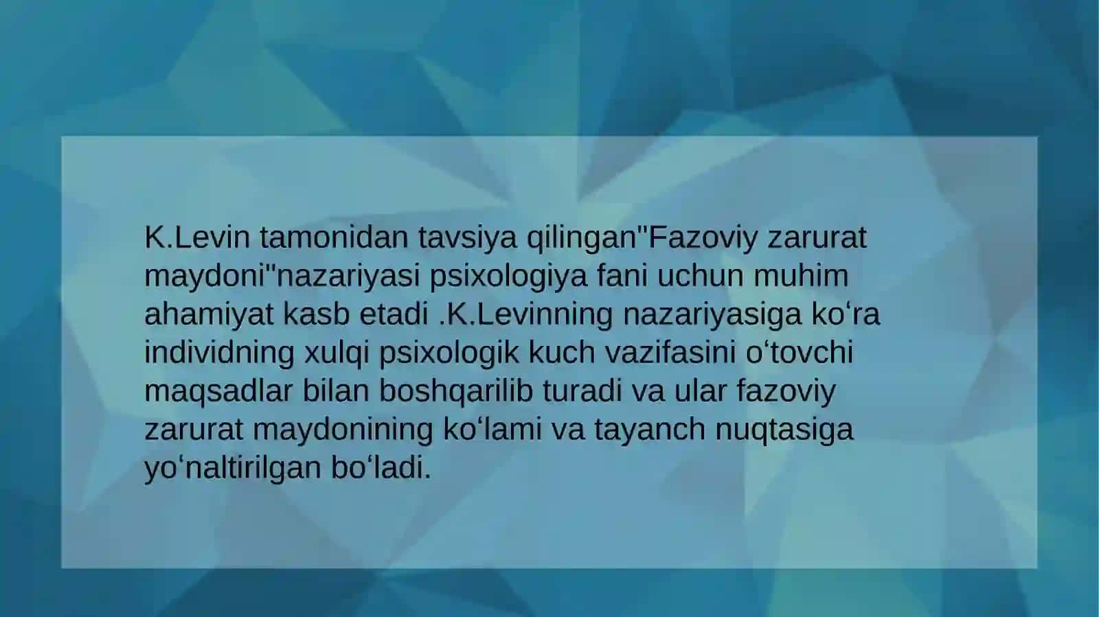 Chet el psixologiyasida shaxs nazariyasi 2