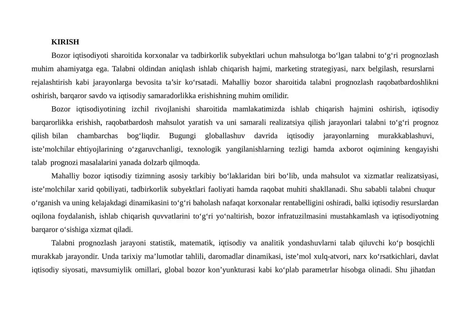 Talabni prognoz qilish 2
