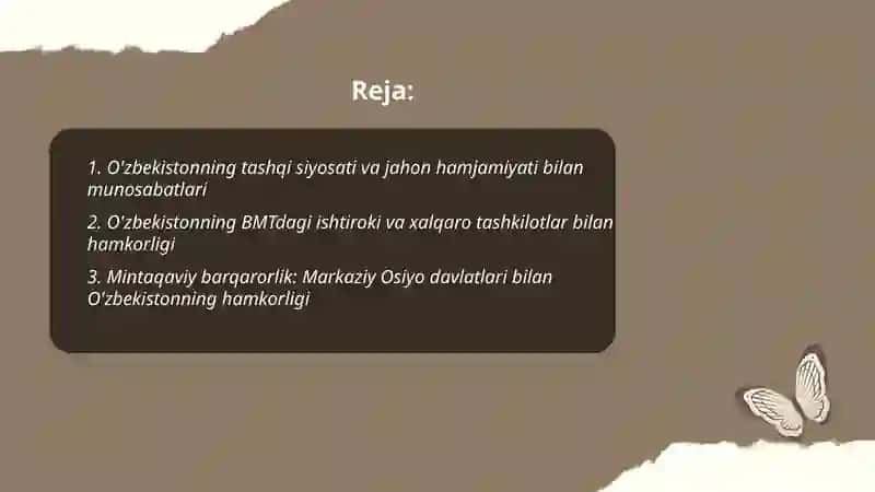 O'zbekiston va jahon hamjamiyati 2