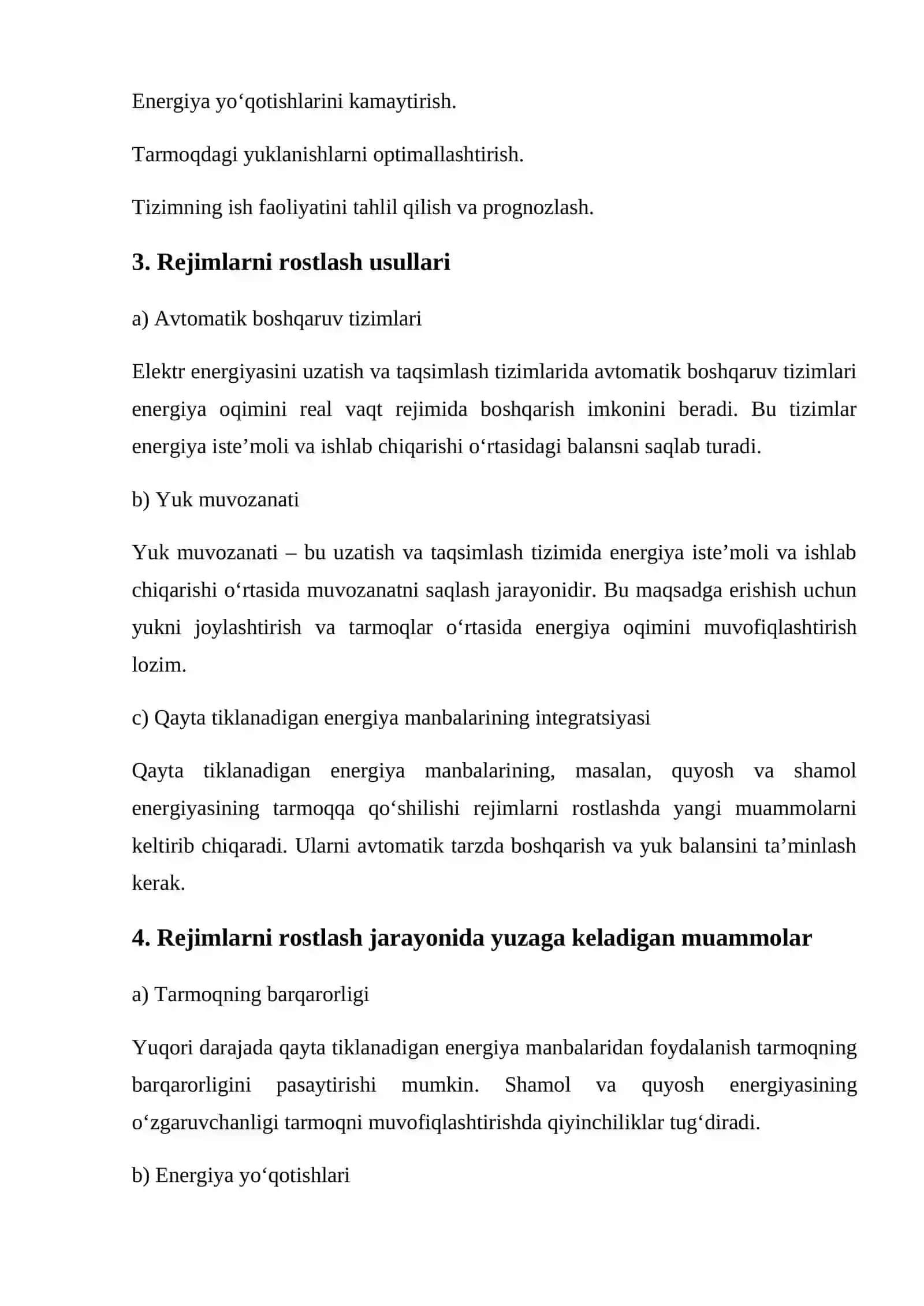 Elektr energiyasini uzatish va taqsimlash sistemalari rejimlarini rostlash 2