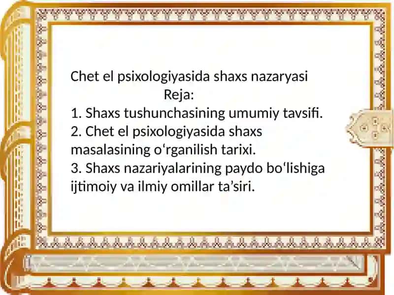 Jo‘raboyeva Marjonaning psixologiya fanidan mustaqil ish taqdimoti 2