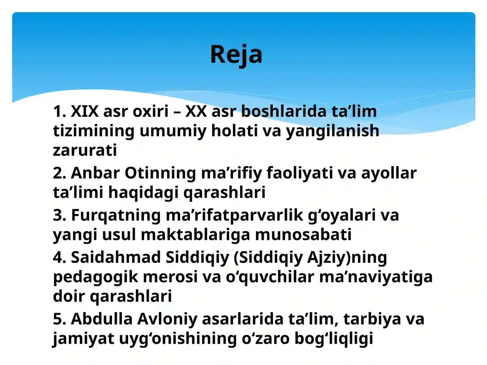 XIX asrning ikkinchi yarmi va XX asr boshlarida ta'lim va pedagogik fikrlar 2