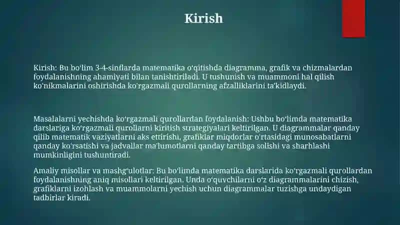 3 - 4 Sinf Matematika Darslarida Rasm, Sxema, Chizma Asosida Masala Yechishga O'Rgatish 2