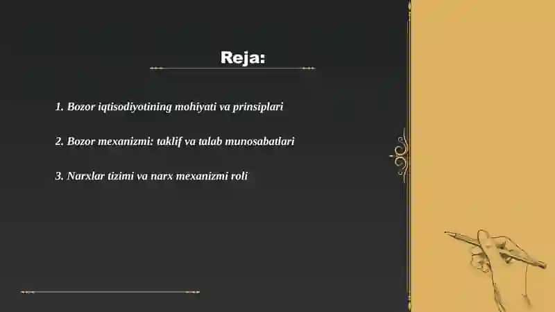 Bozor iqtisodiyotining mazmuni va amal qilishi 2
