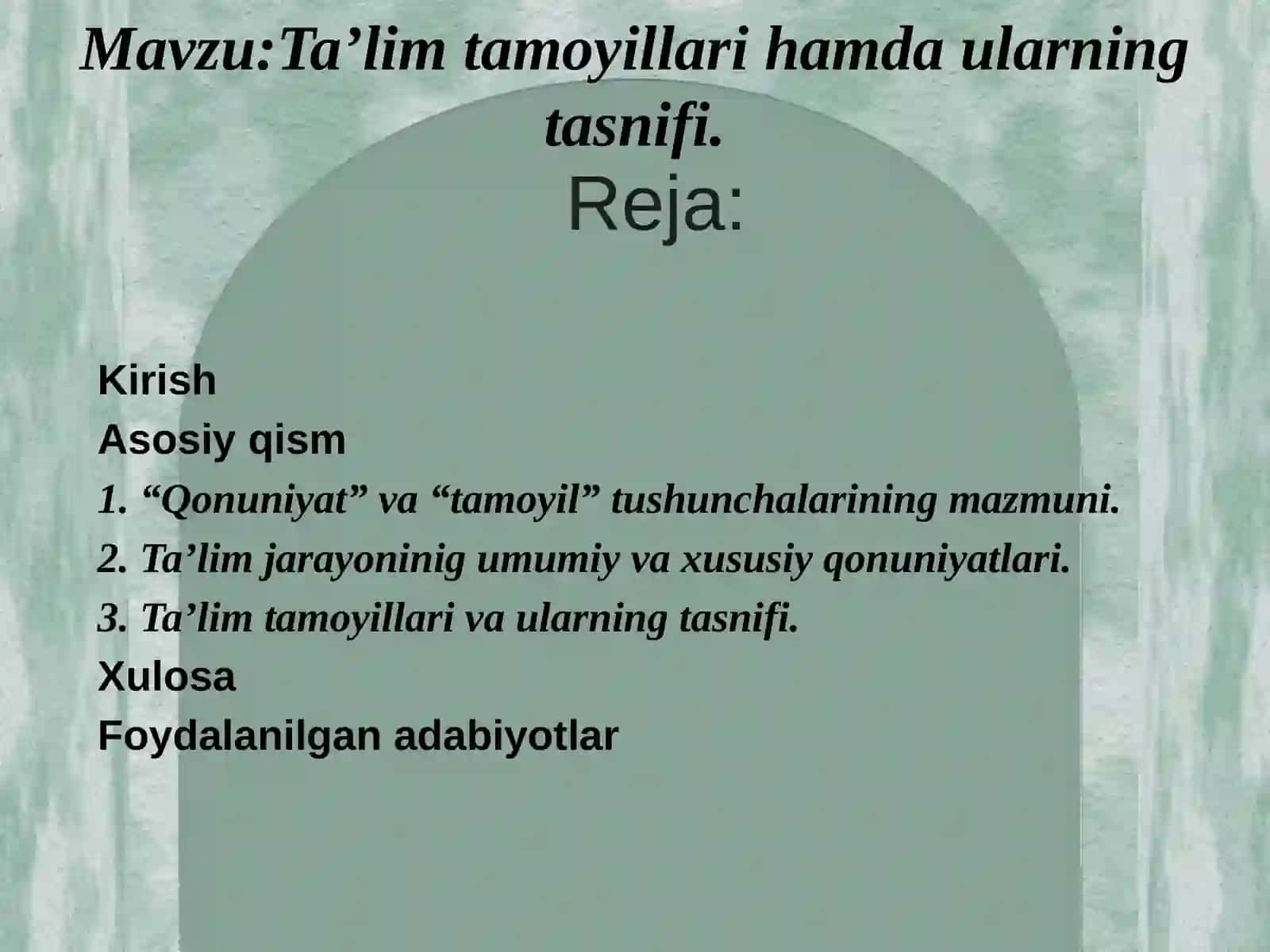 Ta’lim tamoyillari va ularning tasnifi 2