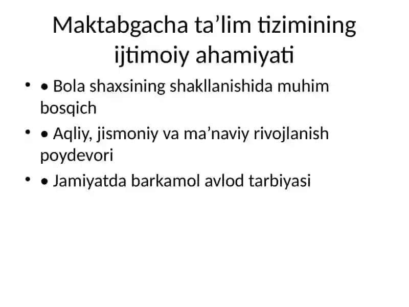 Maktabgacha ta’lim tizimi 2