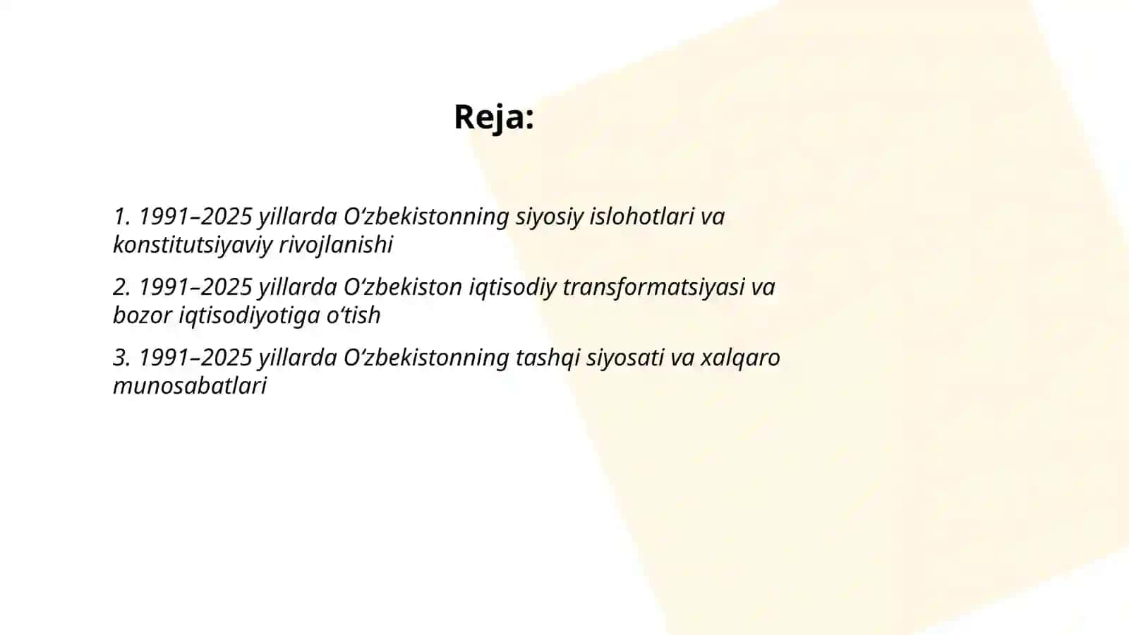 1991-2025-yillarda Oʻzbekiston va jahon davlatlari taraqqiyoti 2