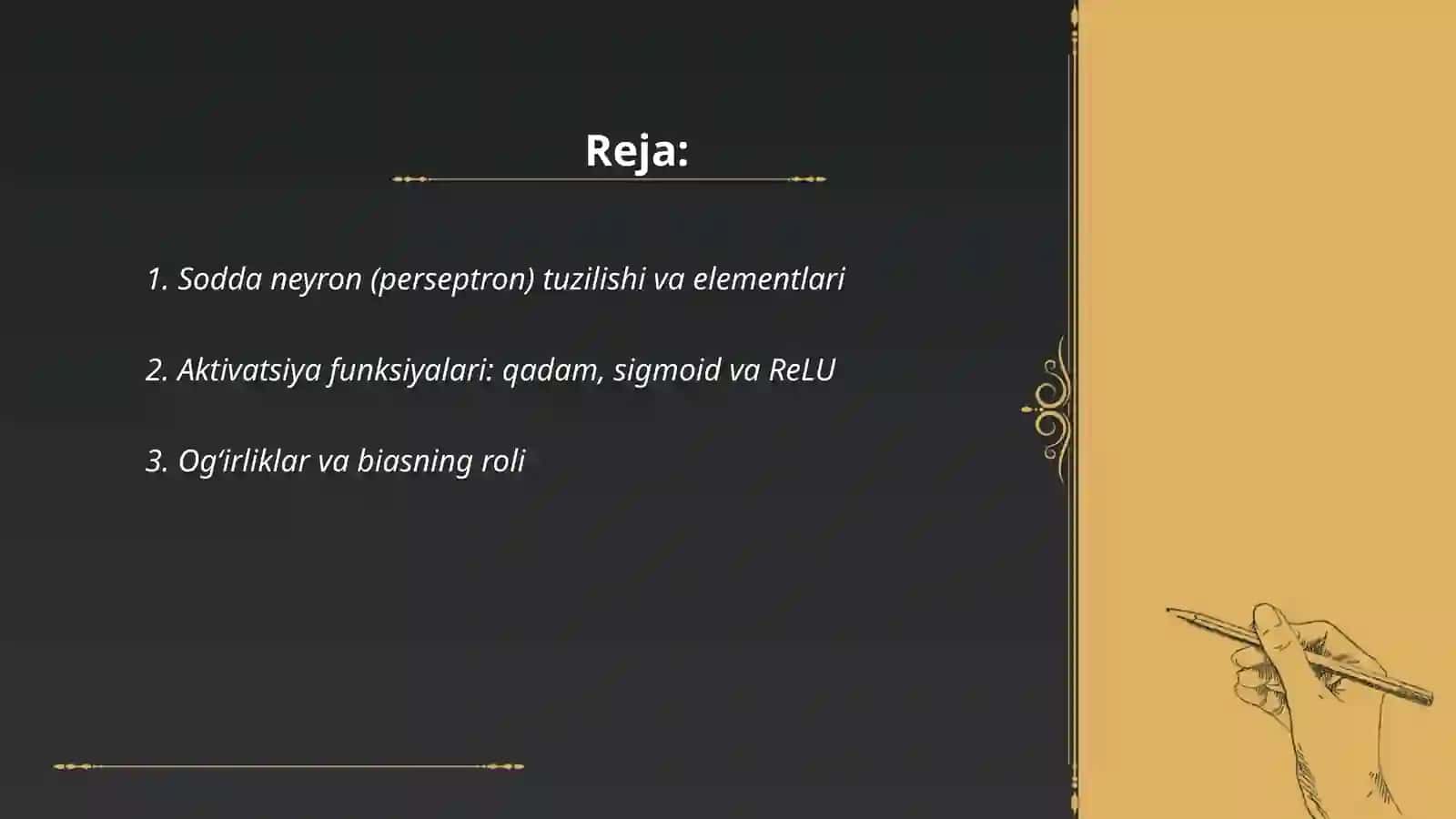 Sodda Neyron Tarmog'ini Qurish 2