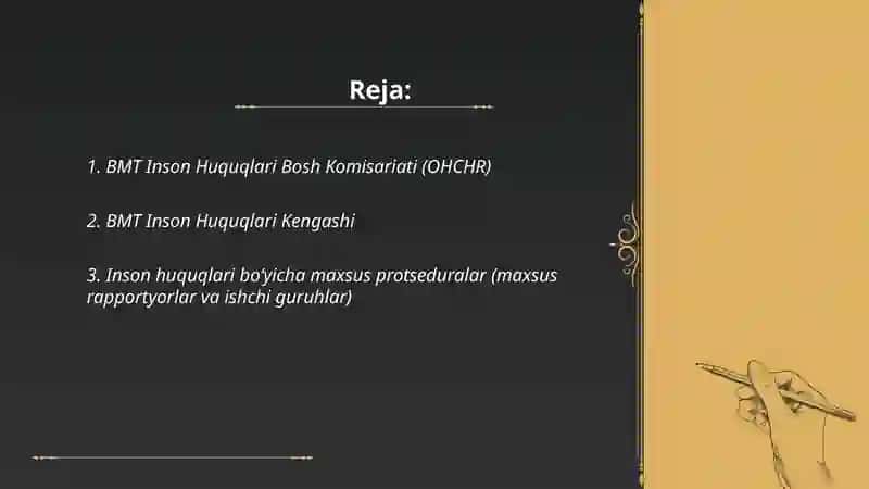 Inson Huquqi Bo'yicha Xalqaro Institutlar va Inson Huquqiga oid Asosiy Xalqaro Hujjatlar 2